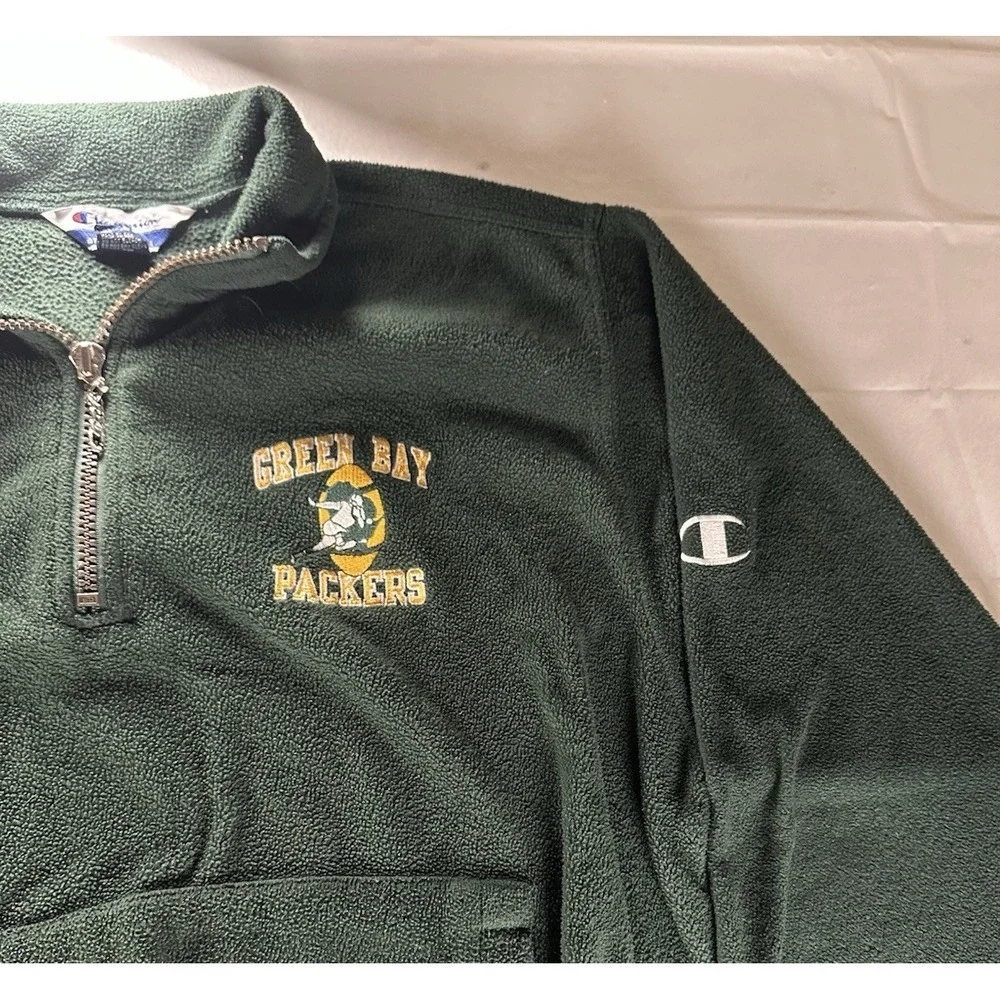 Vintage Champion Authentic Apparel Green‎ Bay Packers Fleece Jacket Mens Large